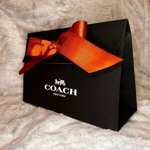 Coach Black Envelope Gift Bag, Small, with Brown Ribbon